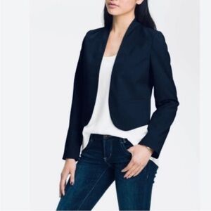 Frenchi Classic Navy Blue blazer Size Small Cropped Lined open front
